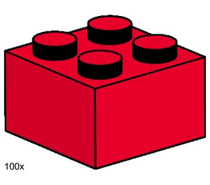 LEGO 2x2 Red Bricks Set 3457