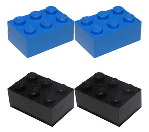 LEGO 6 Stud Bricks (Zwart, Geel, Blauw) 419.2