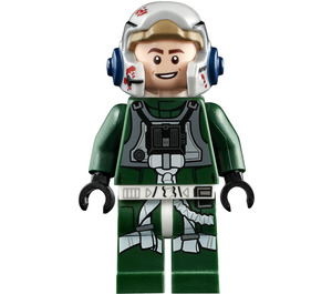 LEGO A-Skrzydło Pilot z Ciemnozielony Jumpsuit (Smile / Scared) Minifigurka