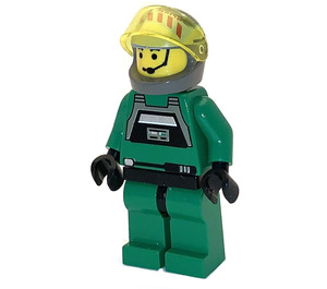 LEGO A-Vinge Pilot med Grön Jumpsuit och Headset (Transparent Gul Visir) Minifigur