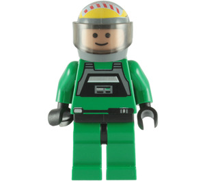 LEGO A-Aile Pilote avec Vert Jumpsuit (Transparent Marron Noir Visière) Minifigurine