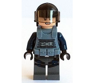 LEGO ACU, Female, Light Flesh, Black Helmet, And Sand Blue Armor Minifigure