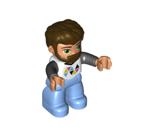LEGO Adult with Dark Brown Hair and Beard, Top with Triangles Duplo Figure