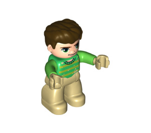 LEGO Adult mit Dark Brown Haar, Green Jumper, Tan Beine Duplo Abbildung