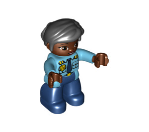 LEGO Adult med Medium Azure Skjorte og Dark Blå Ben Duplo figur