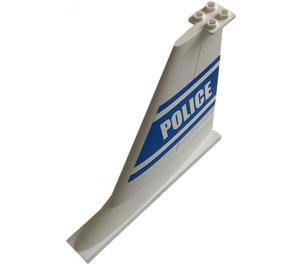 LEGO Aircraft Tail 2 x 12 x 8 with Rudder with Blue 'POLICE' and Stripes Pattern on Both Sides Sticker (54094)