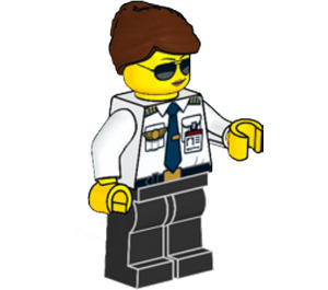 LEGO Airport Pilot med Reddish Brun Hår Minifigur