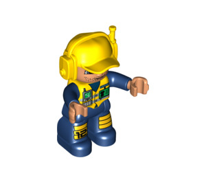 LEGO Airport Technician mit Radio und Abzeichen und Klein Smile Duplo-Figur