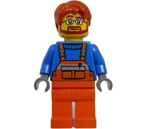 LEGO Airport Worker W Pomarańczowy Kombinezon Minifigurka