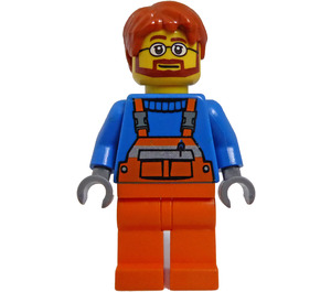 LEGO Airport Worker in Orange Overalls Minifigure