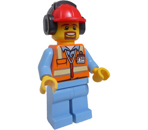 LEGO Airport Worker med orange Construction Jakke Minifigur