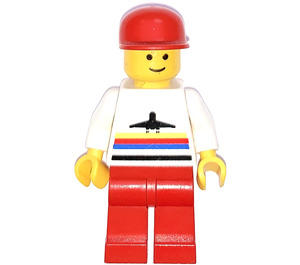 LEGO Airport Worker mit rot Deckel und rot Beine Minifigur