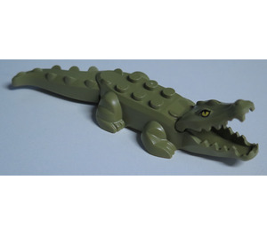 LEGO Alligator / Crocodile with 20 Teeth with Yellow Eyes without White Glints Pattern with Red Technic, Pin 1/2