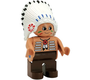 레고 American Indian Chief ~와 함께 갈색 다리 듀플로 피규어