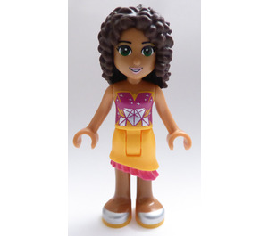 LEGO Andrea, Bright Light Orange Skirt, Magenta oben Minifigur