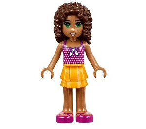 LEGO Andrea Polka Dot Topp og Bright Lys Oransje Miniskirt Minifigur