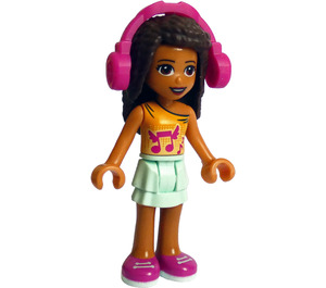 LEGO Andrea with Orange Top with Winged Music Notes and Headphones Minifigure