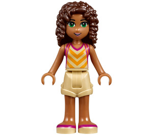 LEGO Andrea jossa Beige Shortsit ja Beige Yläosa jossa Bright Kevyt Oranssi Chevron Raidat Minihahmo