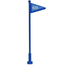 LEGO Antenne 1 x 8 med Flag med '69' Klistermærke (30322)