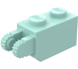 LEGO Aqua Hinge Brick 1 x 2 Locking with 2 Fingers (Vertical End) (30365 / 54671)