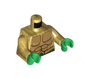 LEGO Aquaman med Dark Brun Langt hår og Grønn Ben Minifigur Overkropp (973 / 76382)