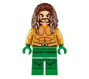 LEGO Aquaman med Dark Brun Langt hår og Grøn Ben Minifigur