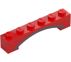 LEGO Klenba 1 x 6 s Bílá Line Zvednutý luk (92950 / 103627)