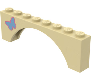 LEGO Bogen 1 x 8 x 2 mit Butterfly (Links) Aufkleber Dickes Oberteil und verstärkte Unterseite (3308)