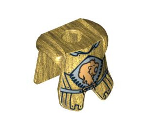 LEGO Haarniska Breastplate jossa Jalka Protection jossa Gold Leijona Pää päällä Hopea (2587 / 90975)