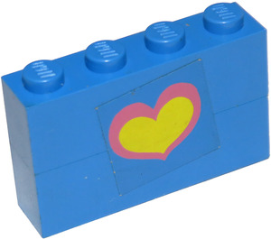 LEGO Assembly of 2 blue bricks 1 x 4 with heart sticker from Set 275