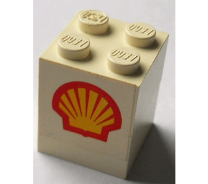 LEGO Assembly of 2 bricks 2 x 2 with Shell sticker on opposite sides (Set 377)