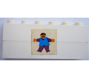 LEGO Assembly of 2 white bricks 1 x 6 with Man sticker from Set 262