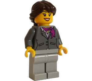 LEGO Bank Teller with Magenta Scarf Minifigure with Black Eyebrows