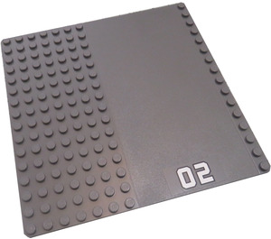 LEGO Grundplatte 16 x 16 mit Driveway mit "02" Aufkleber (30225 / 51595)