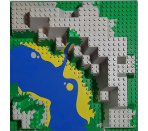 LEGO Grondplaat 32 x 32 Canyon Plaat met Blauw Stream met Sand (6024 / 6207)