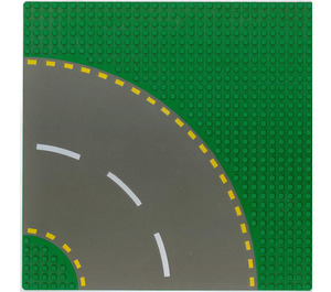 LEGO Grondplaat 32 x 32 Road 6-Stud Curve met Geel Dashed Lines (44342 / 54203)