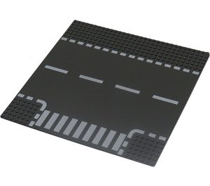 레고 베이스 플레이트 32 x 32 Road 6-마개 T Intersection ~와 함께 하얀색 Dashed Lines 그리고 Crosswalk (44341 / 54202)