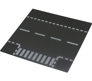 LEGO Grundplatte 32 x 32 Road 6-Stud T Intersection mit Weiß Dashed Lines und Crosswalk (44341 / 54202)