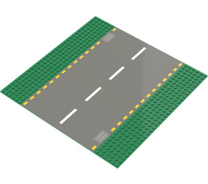 LEGO Bundplade 32 x 32 Lige med Storm Draines og Gul Lines (44344)