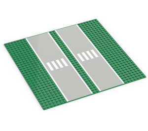 LEGO Baseplate 32 x 32 with Dual Lane Road with Dual Lane Road and Crosswalk Pattern (30225 / 53105)