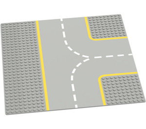 LEGO Grundplatte 32 x 32 mit Road mit 9-Stud T Intersection mit Gelb Lines und Central Divider