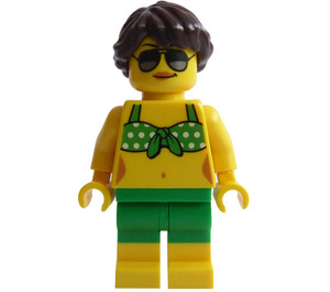 LEGO Beach Person with White Dotted Green Bikini Minifigure