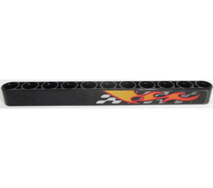 LEGO Beam 11 with Flames and White and Black Checkered (Left) Sticker (32525)