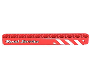 LEGO Beam 11 with 'Road Service', Red and White Danger Stripes (Right) Sticker (32525)