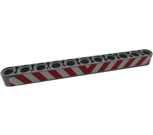 LEGO Beam 11 with Thick with Red and White Danger Stripes Sticker (32525)