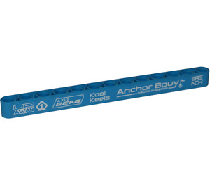 LEGO Beam 13 with White 'WRENCH', 'Anchor Bouy nautic supplies', and more on Dark Azure Background (Right) Sticker (41239)