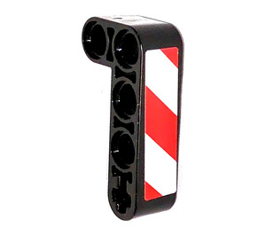 LEGO Beam 2 x 4 Bent 90 Degrees, 2 and 4 holes with Red and White Stripes right  Sticker (32140)