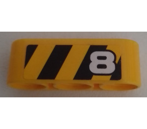 LEGO Beam 3 with 8 and hazard stripes Sticker (32523)