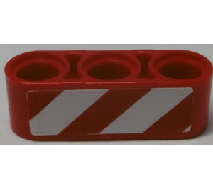 LEGO Beam 3 with Red and White Danger Stripes (Left) Sticker (32523)
