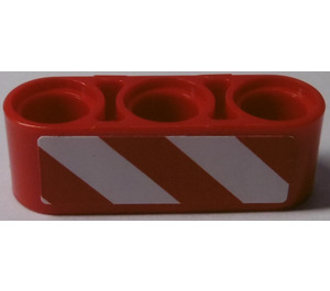 LEGO Beam 3 with Red and White Danger Stripes (Right) Sticker (32523)